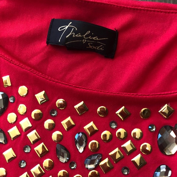 Cold Shoulder Studded Blouson Dress b95 - Picture 3 of 8